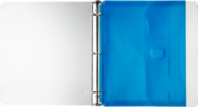 Blue Letter Booklet 3 Hole Punch with 1" Expansion Plastic Envelopes (9 1/2 x 11 1/2) with Hook and Loop Closure