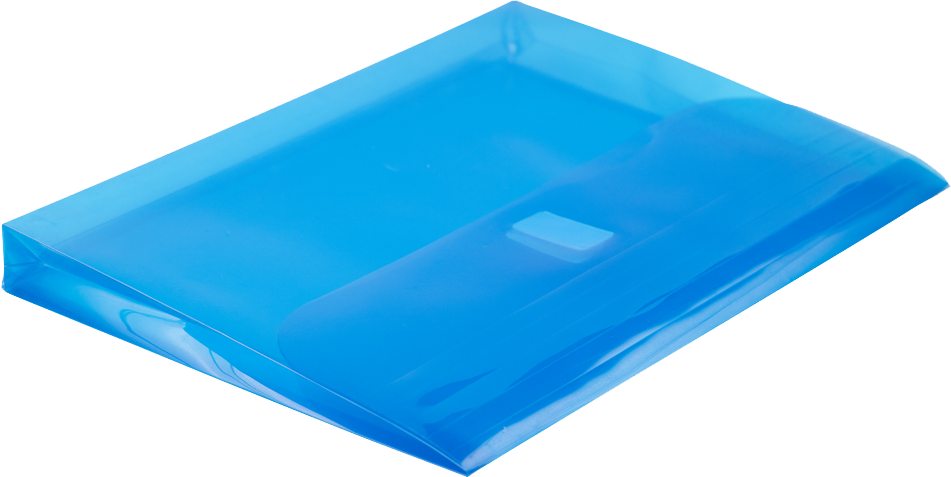 Blue Letter Booklet 3 Hole Punch with 1" Expansion Plastic Envelopes (9 1/2 x 11 1/2) with Hook and Loop Closure