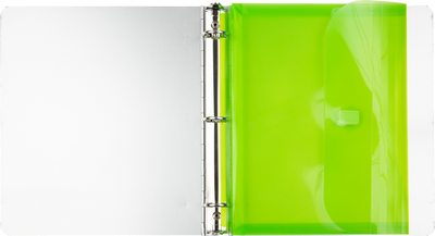 Lime Green Letter Booklet 3 Hole Punch with 1" Expansion Plastic Envelopes (9 1/2 x 11 1/2) with Hook and Loop Closure