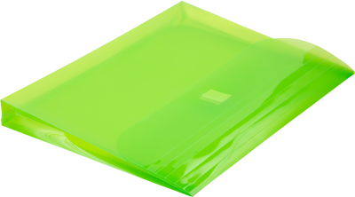 Lime Green Letter Booklet 3 Hole Punch with 1" Expansion Plastic Envelopes (9 1/2 x 11 1/2) with Hook and Loop Closure
