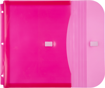 Fuchsia Pink Letter Booklet 3 Hole Punch with 1" Expansion Plastic Envelopes (9 1/2 x 11 1/2) with Hook and Loop Closure