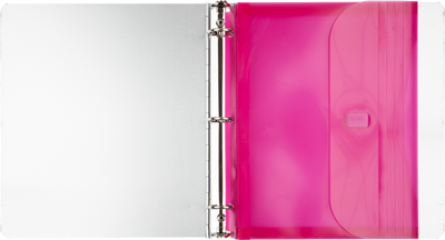 Fuchsia Pink Letter Booklet 3 Hole Punch with 1" Expansion Plastic Envelopes (9 1/2 x 11 1/2) with Hook and Loop Closure