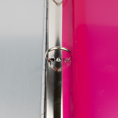 Fuchsia Pink Letter Booklet 3 Hole Punch with 1" Expansion Plastic Envelopes (9 1/2 x 11 1/2) with Hook and Loop Closure