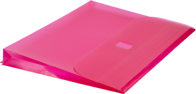 Fuchsia Pink Letter Booklet 3 Hole Punch with 1" Expansion Plastic Envelopes (9 1/2 x 11 1/2) with Hook and Loop Closure