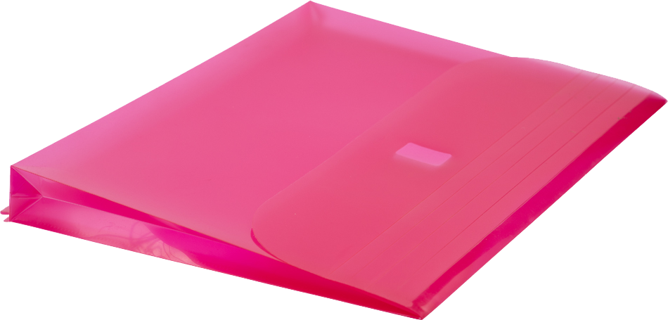 Fuchsia Pink Letter Booklet 3 Hole Punch with 1" Expansion Plastic Envelopes (9 1/2 x 11 1/2) with Hook and Loop Closure
