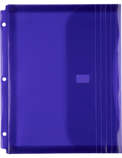 Purple Letter Booklet 3 Hole Punch with 1" Expansion Plastic Envelopes (9 1/2 x 11 1/2) with Hook and Loop Closure