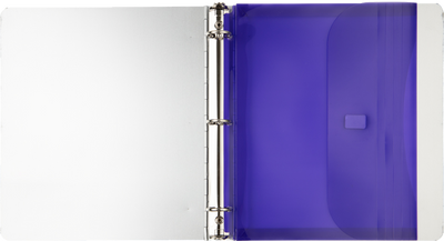 Purple Letter Booklet 3 Hole Punch with 1" Expansion Plastic Envelopes (9 1/2 x 11 1/2) with Hook and Loop Closure