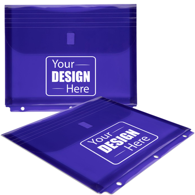 Purple Letter Booklet 3 Hole Punch with 1" Expansion Plastic Envelopes (9 1/2 x 11 1/2) with Hook and Loop Closure