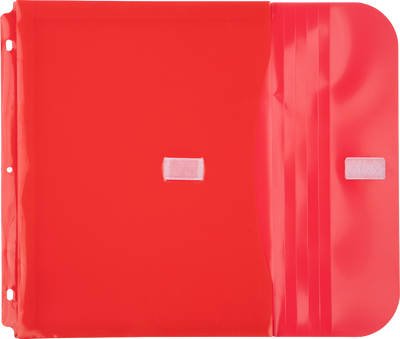 Red Letter Booklet 3 Hole Punch with 1" Expansion Plastic Envelopes (9 1/2 x 11 1/2) with Hook and Loop Closure