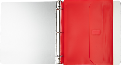 Red Letter Booklet 3 Hole Punch with 1" Expansion Plastic Envelopes (9 1/2 x 11 1/2) with Hook and Loop Closure