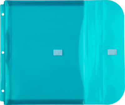 Teal Blue Letter Booklet 3 Hole Punch with 1" Expansion Plastic Envelopes (9 1/2 x 11 1/2) with Hook and Loop Closure