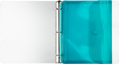 Teal Blue Letter Booklet 3 Hole Punch with 1" Expansion Plastic Envelopes (9 1/2 x 11 1/2) with Hook and Loop Closure