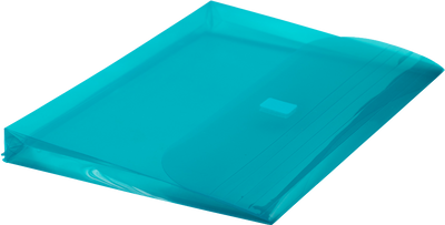 Teal Blue Letter Booklet 3 Hole Punch with 1" Expansion Plastic Envelopes (9 1/2 x 11 1/2) with Hook and Loop Closure