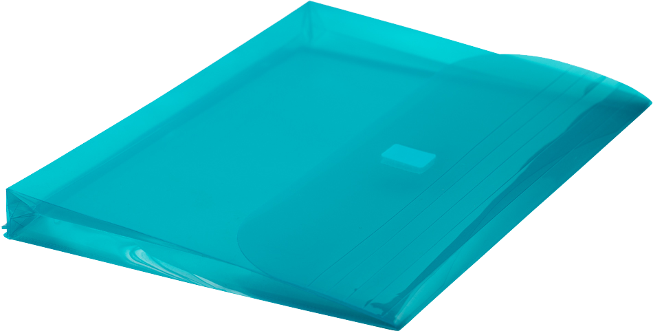 Teal Blue Letter Booklet 3 Hole Punch with 1" Expansion Plastic Envelopes (9 1/2 x 11 1/2) with Hook and Loop Closure