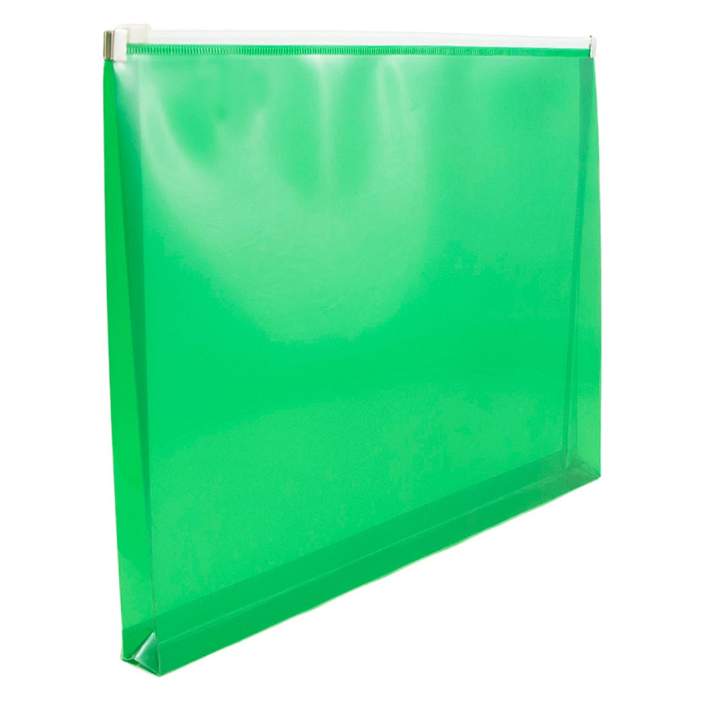 Green Letter Booklet Plastic Envelopes (9 3/4 x 13) with Zip Closure