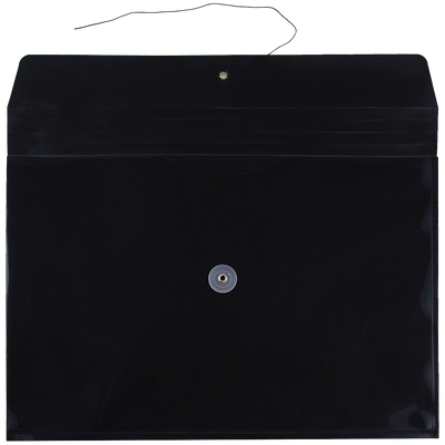 Black Legal Open End Plastic Envelopes (9 3/4 x 14 1/2) with Button & String