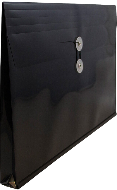 Black Legal Open End Plastic Envelopes (9 3/4 x 14 1/2) with Button & String
