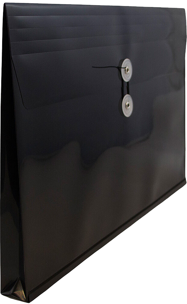 Black Legal Open End Plastic Envelopes (9 3/4 x 14 1/2) with Button & String