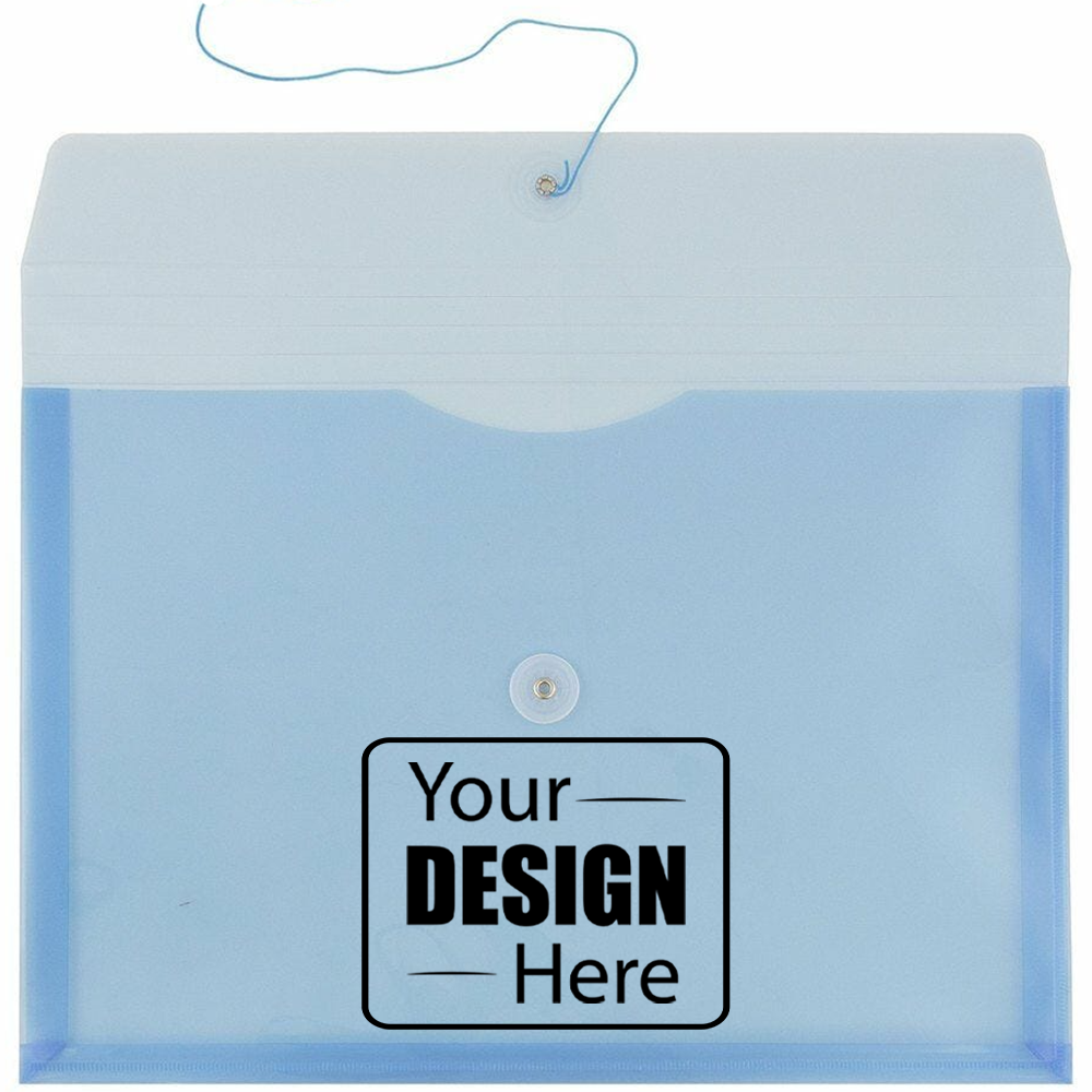 Blue Legal Open End Plastic Envelopes (9 3/4 x 14 1/2) with Button & String