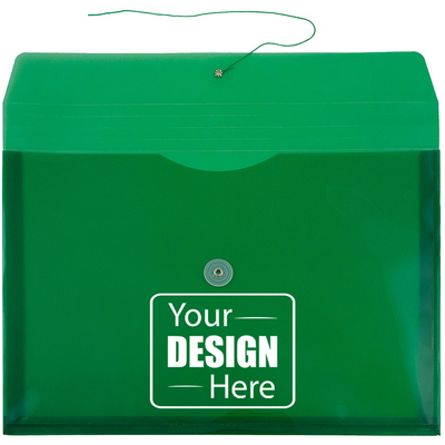 Green Legal Open End Plastic Envelopes (9 3/4 x 14 1/2) with Button & String