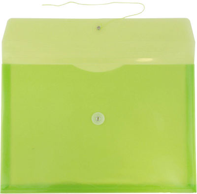 Lime Green Legal Open End Plastic Envelopes (9 3/4 x 14 1/2) with Button & String