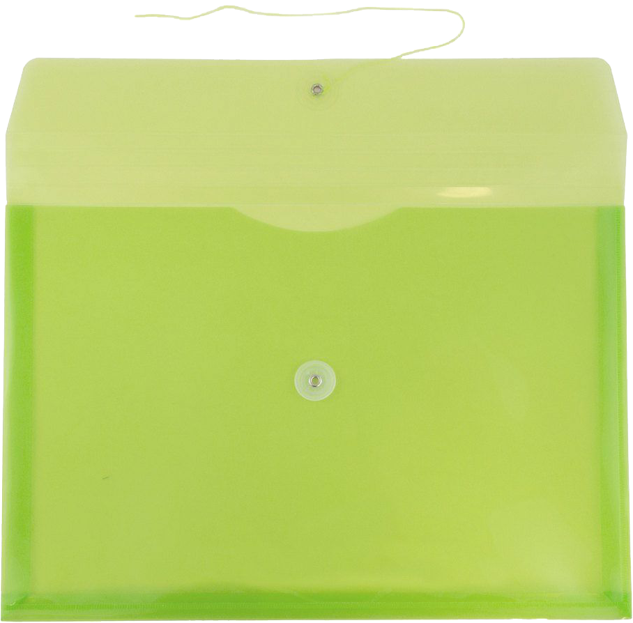 Lime Green Legal Open End Plastic Envelopes (9 3/4 x 14 1/2) with Button & String