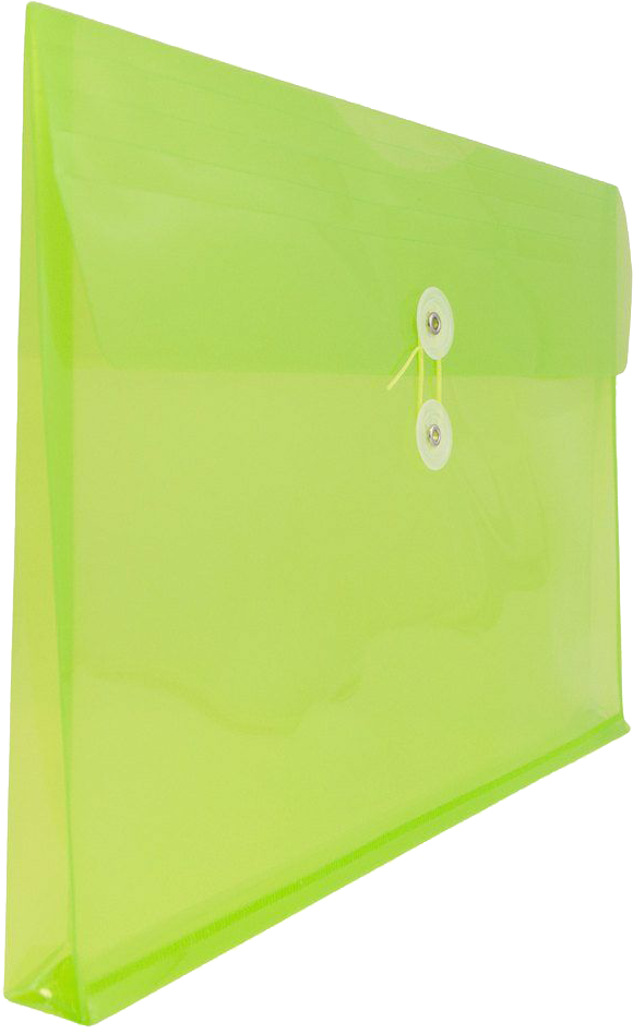 Lime Green Legal Open End Plastic Envelopes (9 3/4 x 14 1/2) with Button & String