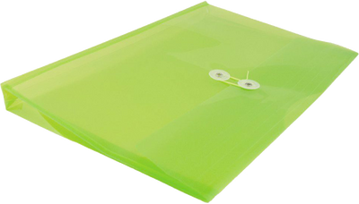 Lime Green Legal Open End Plastic Envelopes (9 3/4 x 14 1/2) with Button & String