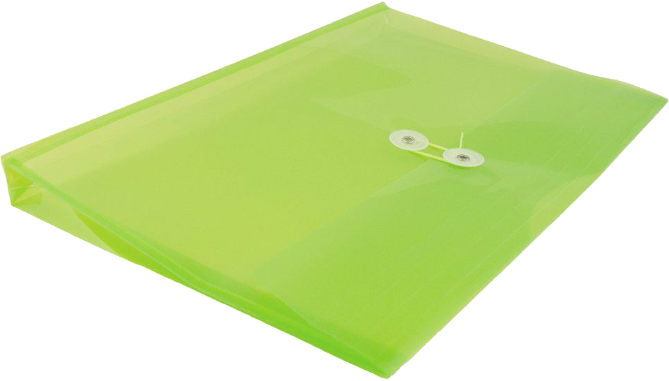 Lime Green Legal Open End Plastic Envelopes (9 3/4 x 14 1/2) with Button & String