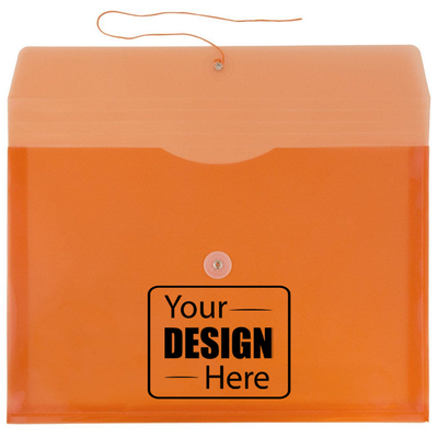 Orange Legal Booklet Plastic Envelopes (9 3/4 x 14 1/2) with Button & String