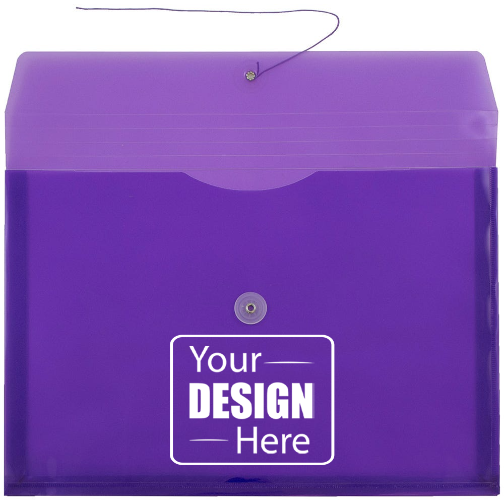 Purple Legal Booklet Plastic Envelopes (9 3/4 x 14 1/2) with Button & String
