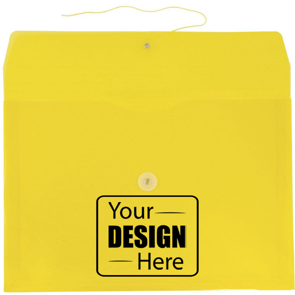 Yellow Legal Open End Plastic Envelopes (9 3/4 x 14 1/2) with Button & String
