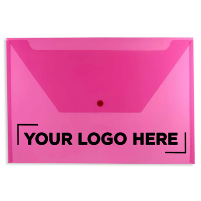Fuchsia Pink Legal Booklet Plastic Envelopes (9 3/4 x 14 1/2) with Snap Closure