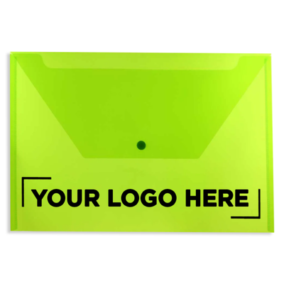 Lime Green Legal Booklet Plastic Envelopes (9 3/4 x 14 1/2) with Snap Closure
