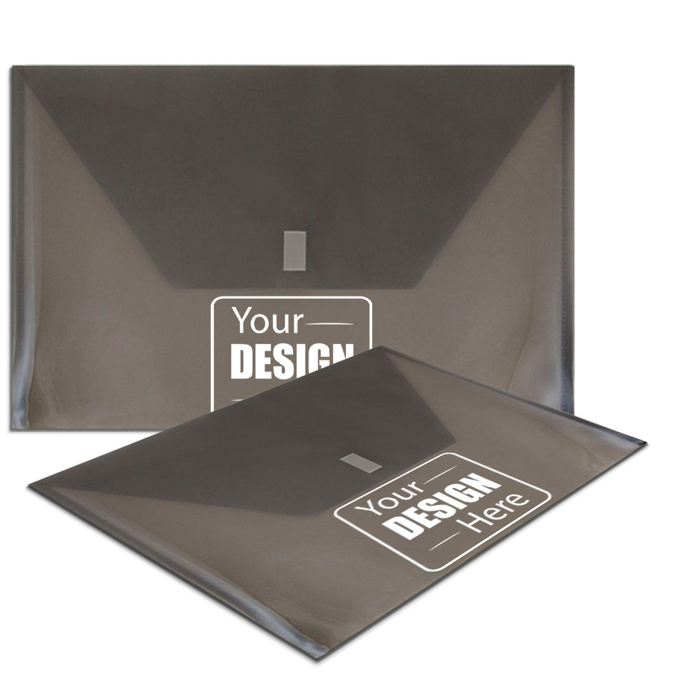Smoke Gray Legal Booklet Plastic Envelopes (9 3/4 x 14 1/2) with Hook and Loop Closure
