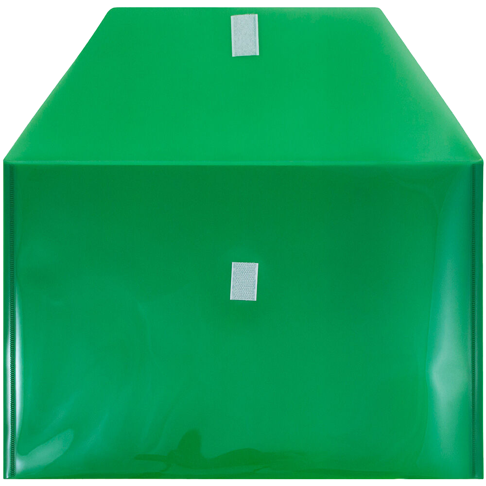 Green Legal Booklet Plastic Envelopes (9 3/4 x 14 1/2) with Hook and Loop Closure