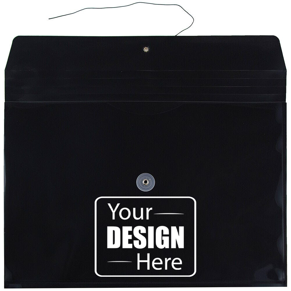Black Legal Open End Plastic Envelopes (9 3/4 x 14 1/2) with Button & String