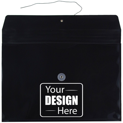 Black Legal Open End Plastic Envelopes (9 3/4 x 14 1/2) with Button & String