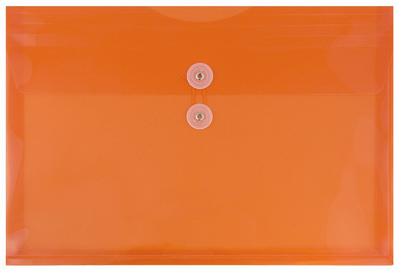 Orange Legal Booklet Plastic Envelopes (9 3/4 x 14 1/2) with Button & String