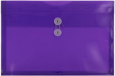 Purple Legal Booklet Plastic Envelopes (9 3/4 x 14 1/2) with Button & String