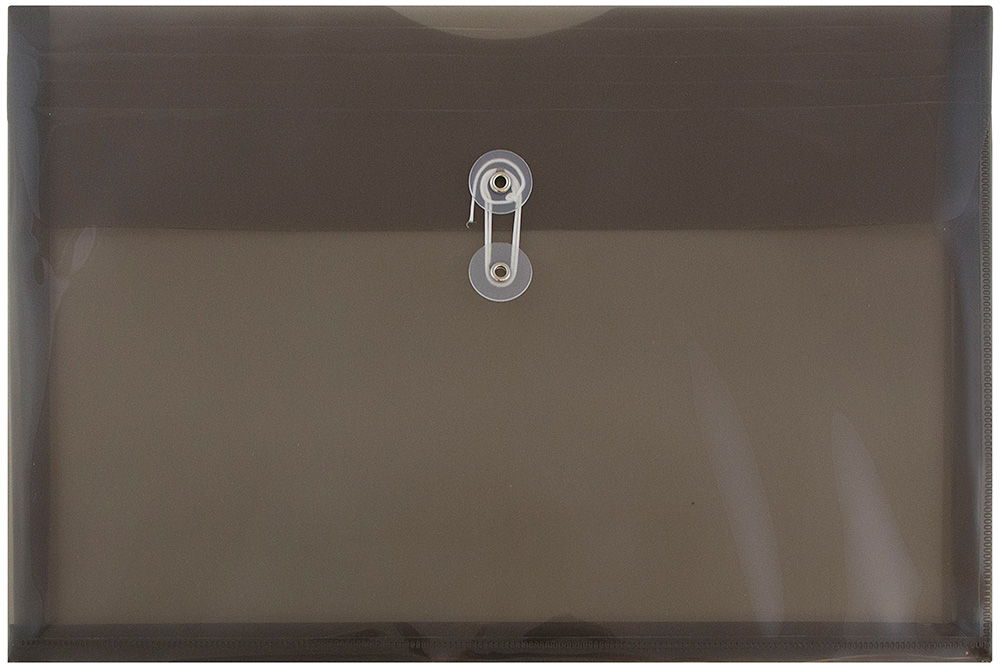 Smoke Gray Legal Open End Plastic Envelopes (9 3/4 x 14 1/2) with Button & String