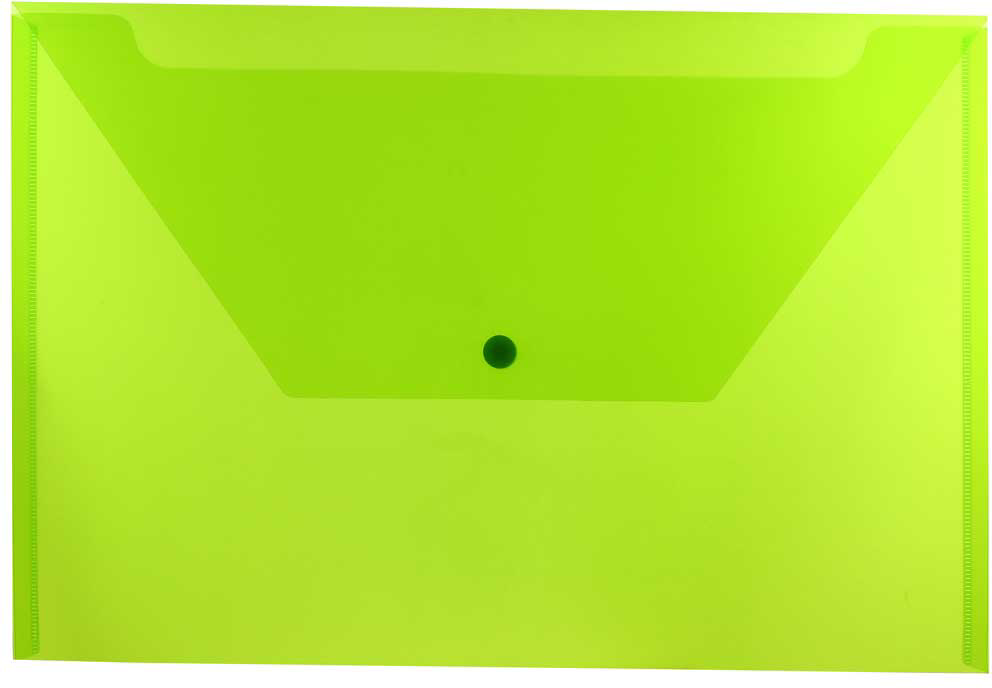 Lime Green Legal Booklet Plastic Envelopes (9 3/4 x 14 1/2) with Snap Closure