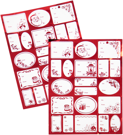Red Foil Christmas To/From Mini Stickers