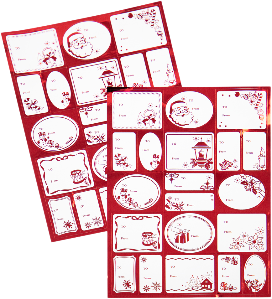 Red Foil Christmas To/From Mini Stickers
