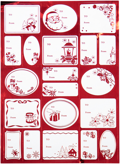 Red Foil Christmas To/From Mini Stickers