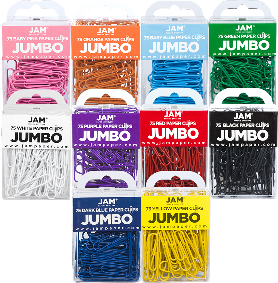 Assorted Jumbo 2 Inch Paper Clips - 10 Packs of 75