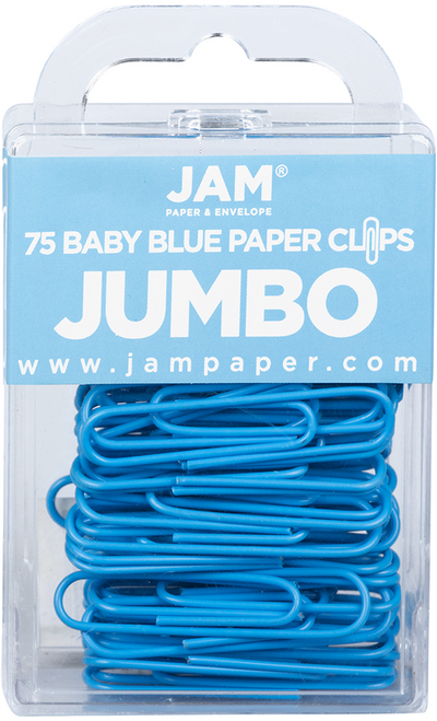 Baby Blue Jumbo Paper Clips - 75 Pack