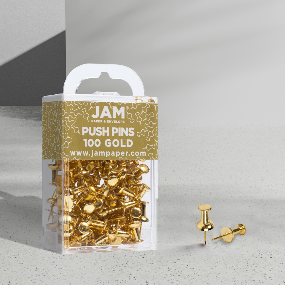 Gold Pushpins - 100 Pack