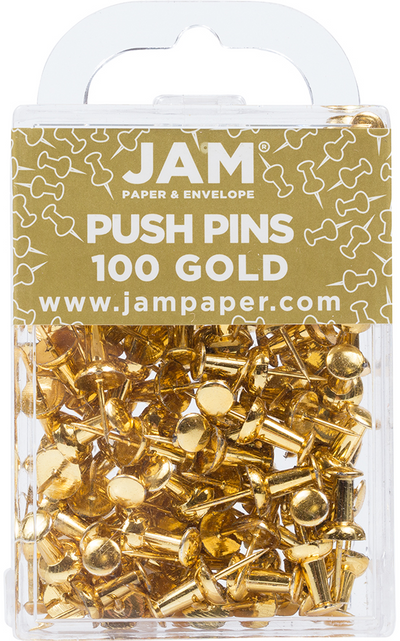 Gold Pushpins - 100 Pack