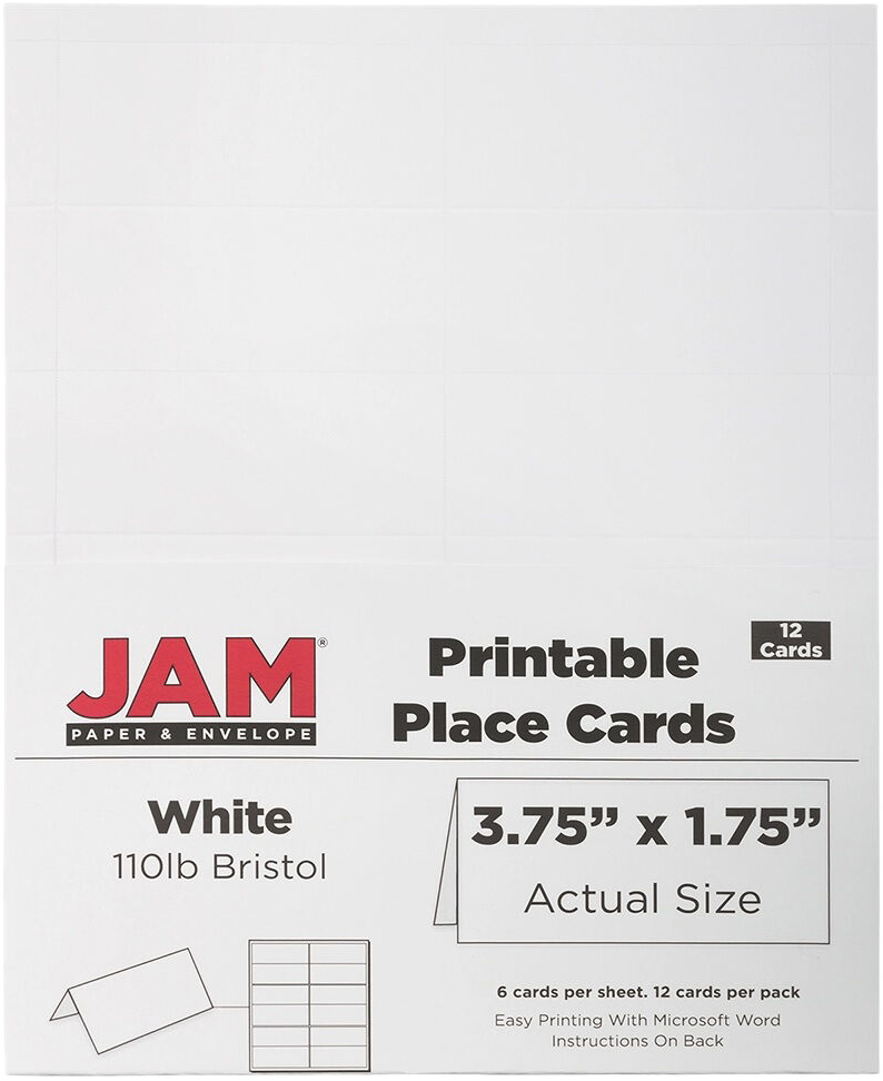 White 3 3/4 x 1 3/4 Printable Place Cards